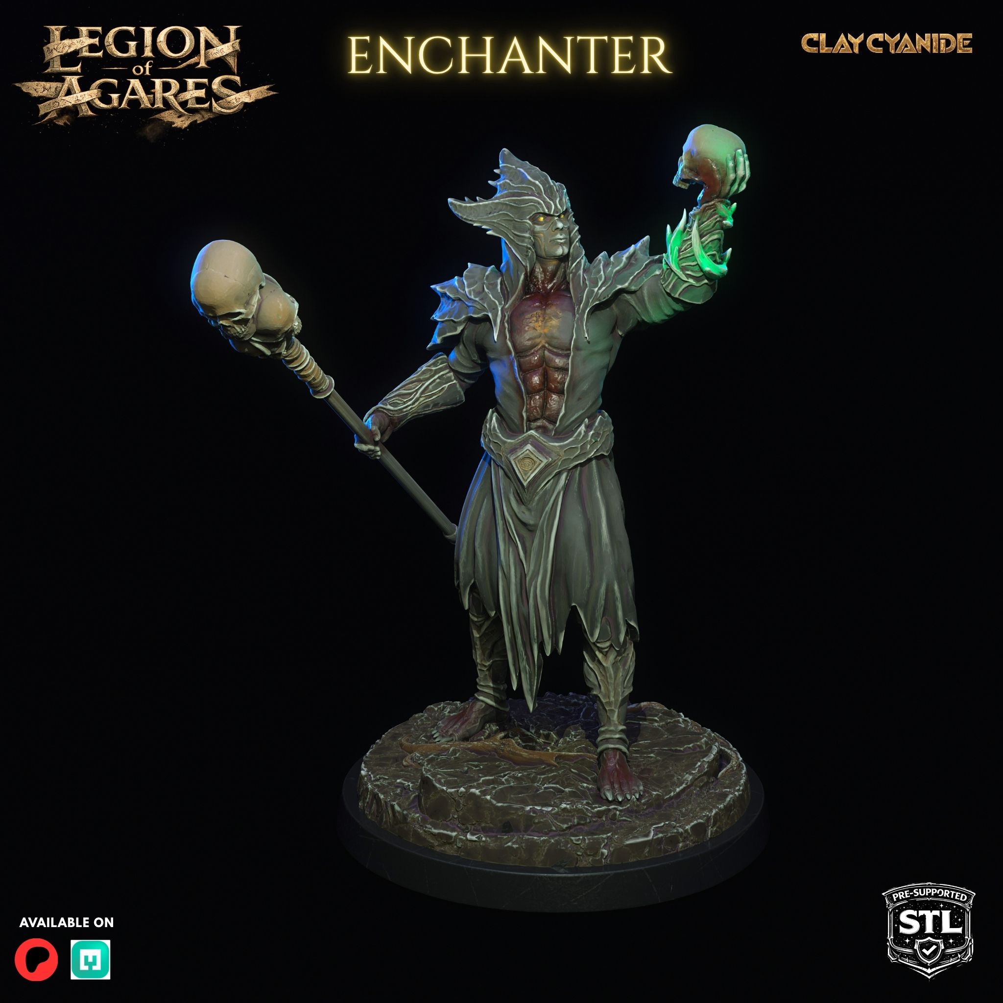 Agares Enchanter miniature STL — Clay Cyanide Legion of Agares villain set